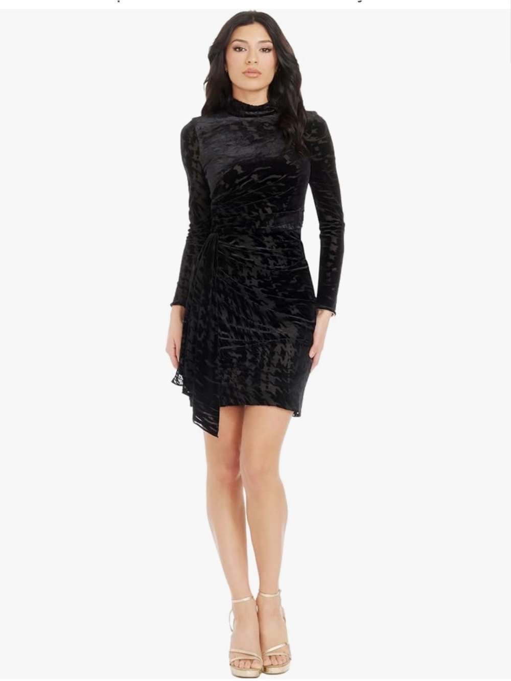 NWT Dress the Population Fawn Mini Dress in Black - Nude